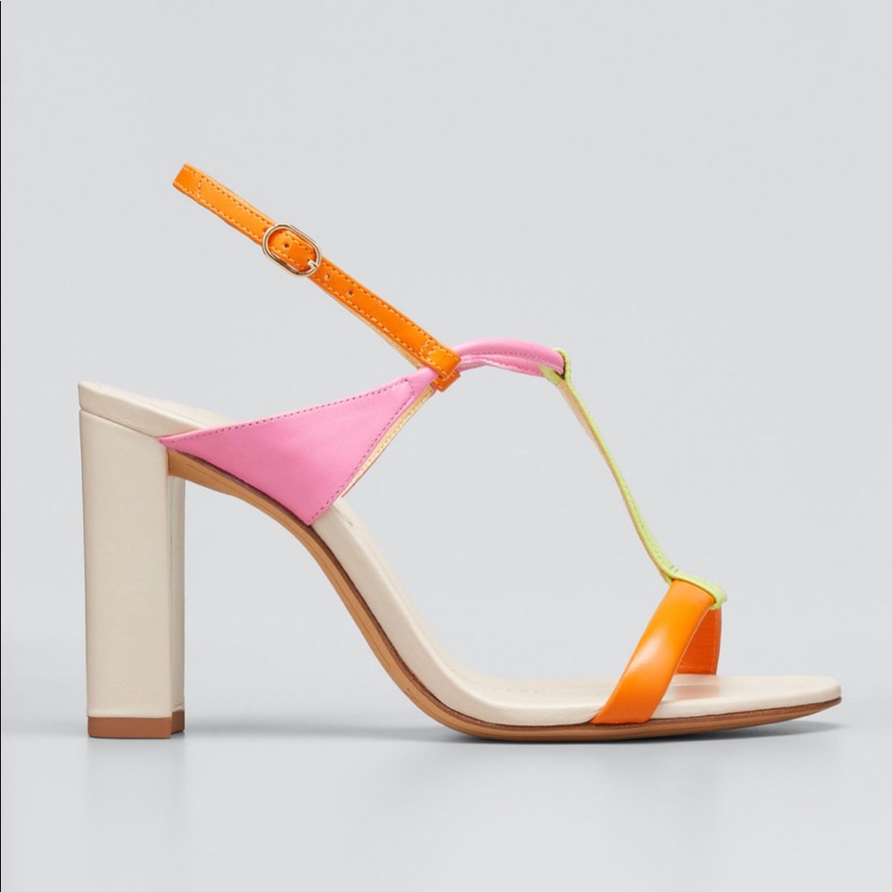 Alexandre Birman Aimee Colorblock T-Strap Leather… - image 2